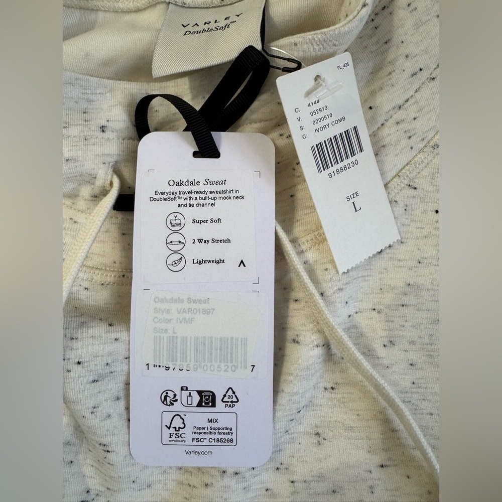 NWT Size L - Varley Double soft Oakdale Sweatshirt Ivory (NWT $180) - Picture 11 of 16